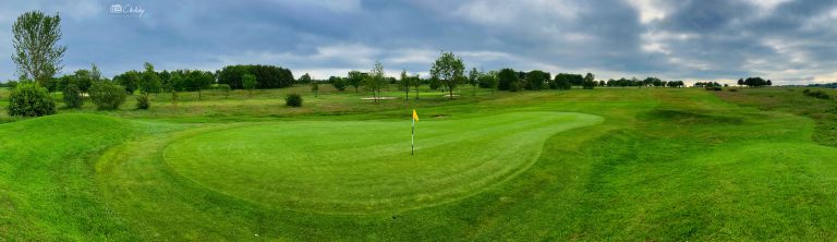 A panorama of Newcastle Golf Club, not as busy as usual just after it opened